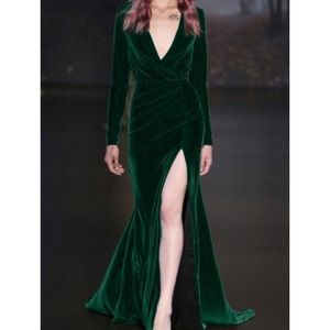 Green Velvet Sheath Dress